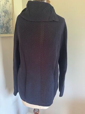 Talbots Navy Ribbed Cowl Neck Sweater